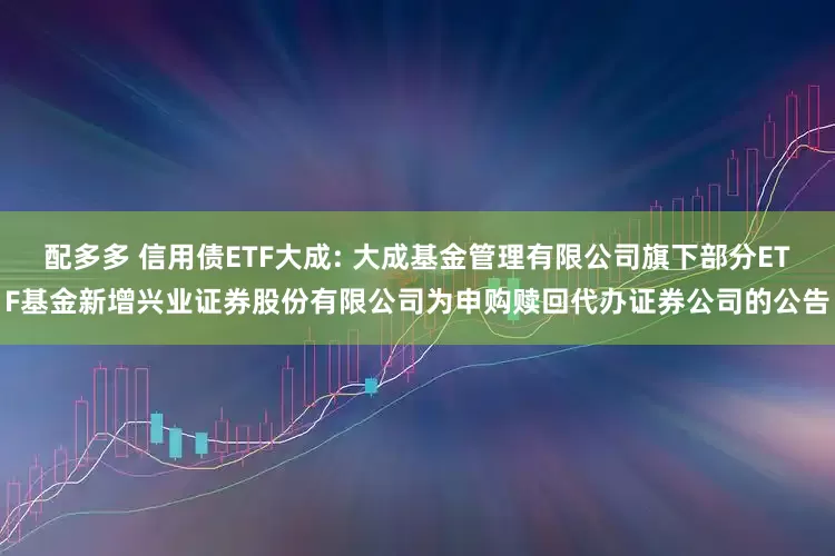 配多多 信用债ETF大成: 大成基金管理有限公司旗下部分ETF基金新增兴业证券股份有限公司为申购赎回代办证券公司的公告